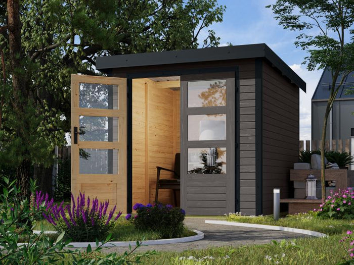 Karibu Hybrid Gartenhaus Jupiter 2 B terragrau/anthrazit