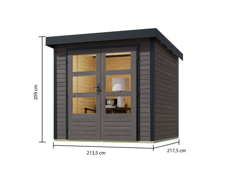 Karibu Hybrid Gartenhaus Jupiter 2 B terragrau/anthrazit