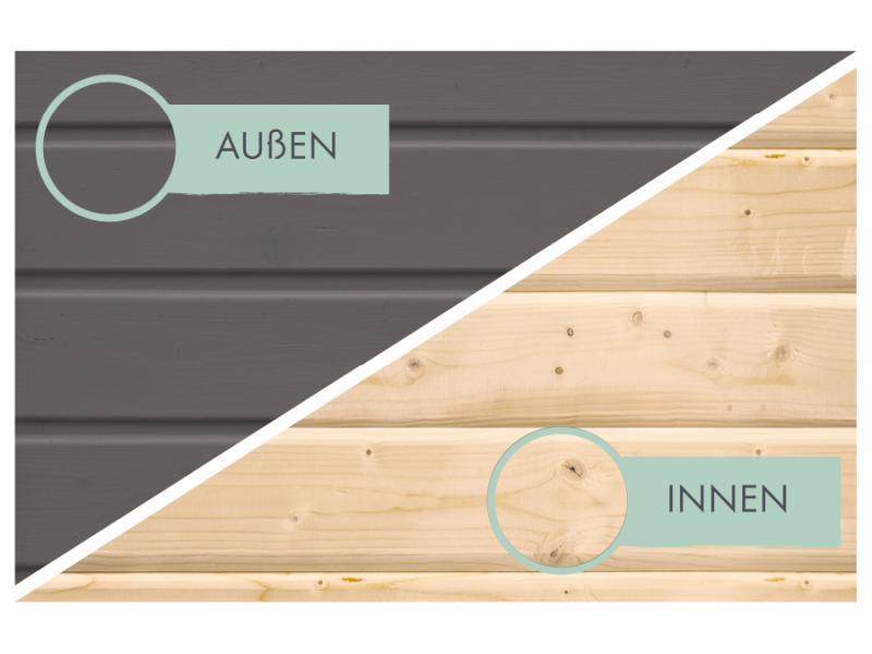 Karibu Hybrid Gartenhaus Jupiter 2 B terragrau/weiß