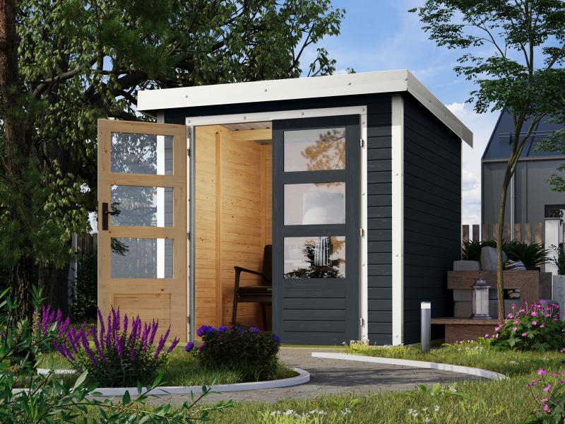 Karibu Hybrid Gartenhaus Jupiter 2 C anthrazit/weiß