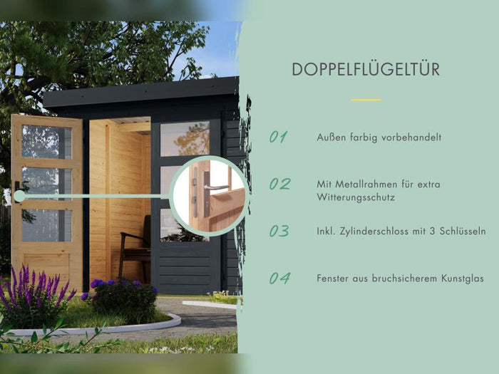 Karibu Hybrid Gartenhaus Jupiter 2 C anthrazit/weiß