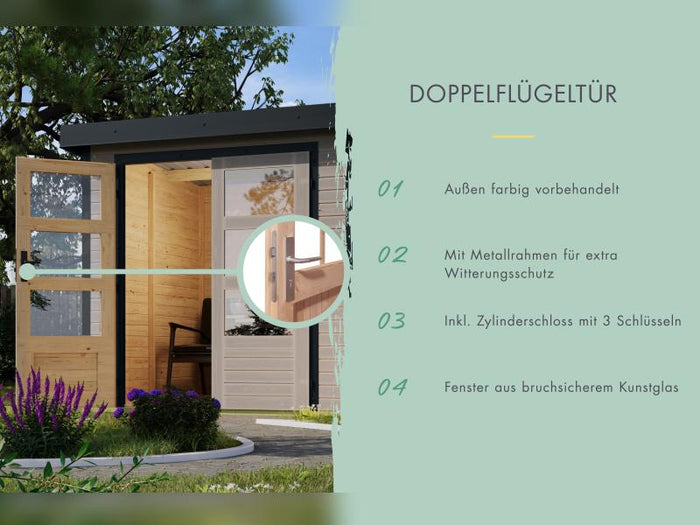 Karibu Hybrid Gartenhaus Jupiter 2 D wassergrau/graualuminium
