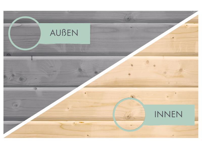 Karibu Hybrid Gartenhaus Jupiter 2 D wassergrau/weiß