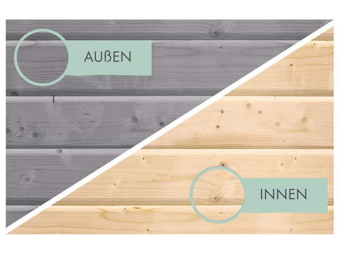 Karibu Hybrid Gartenhaus Jupiter 2 D wassergrau/staubgrau