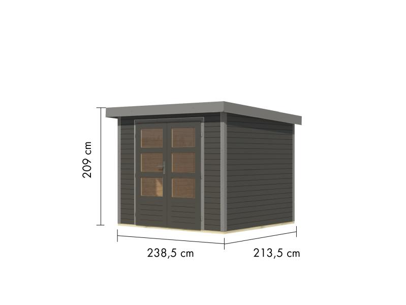 Karibu Hybrid Gartenhaus Jupiter 3 B terragrau/graualuminium