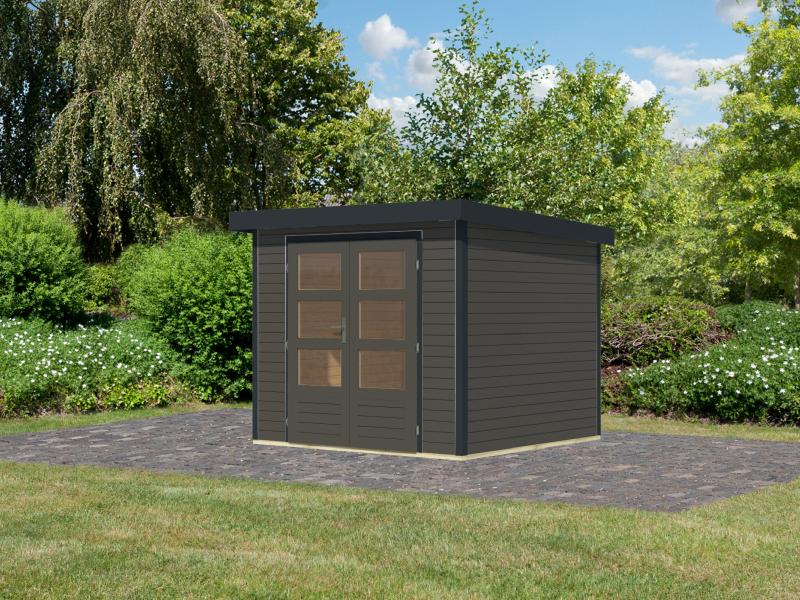 Karibu Hybrid Gartenhaus Jupiter 3 B terragrau/anthrazit
