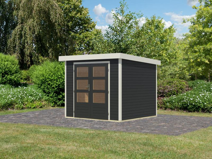 Karibu Hybrid Gartenhaus Jupiter 3 C anthrazit/weiß