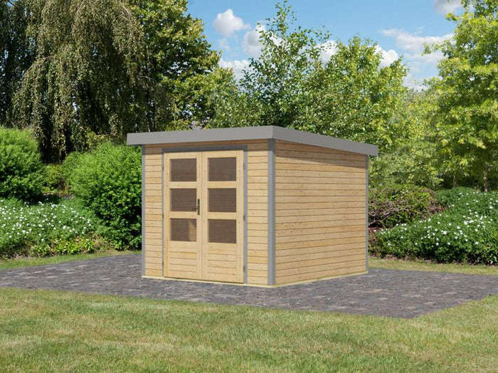 Karibu Hybrid Gartenhaus Jupiter 3,5 A naturbelassen/graualuminium