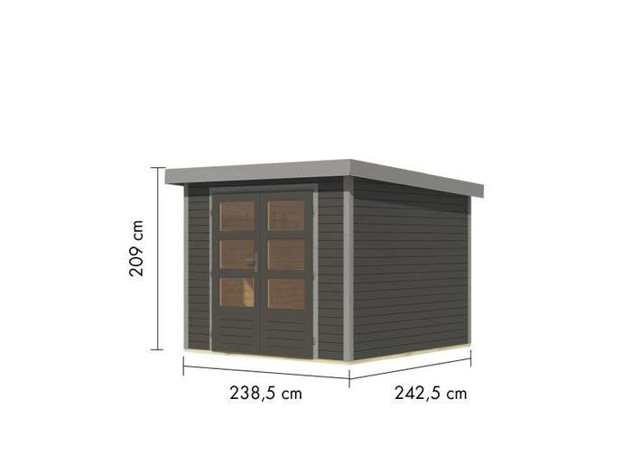 Karibu Hybrid Gartenhaus Jupiter 3,5 B terragrau/graualuminium
