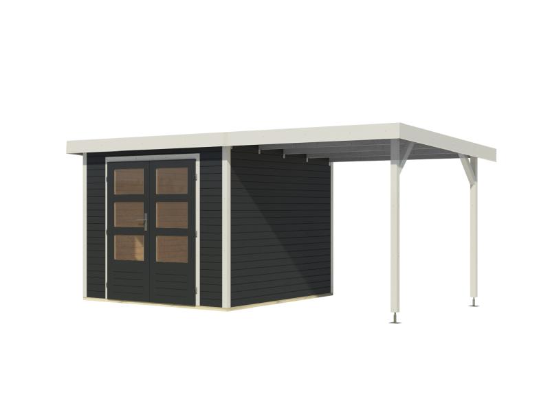 Karibu Hybrid Gartenhaus Jupiter 3,5 C anthrazit/weiß, inkl. 2,35 m Anbaudach