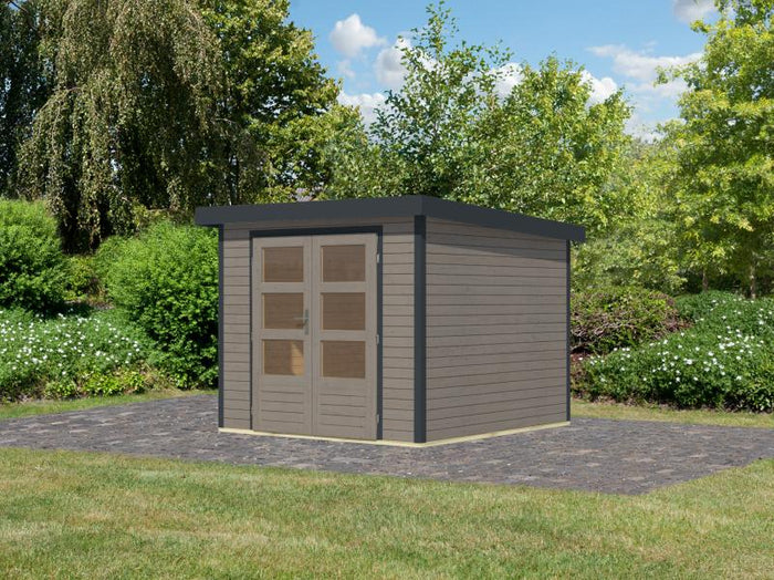 Karibu Hybrid Gartenhaus Jupiter 3,5 D wassergrau/anthrazit