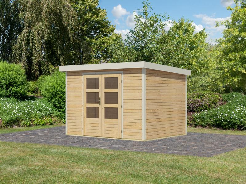 Karibu Hybrid Gartenhaus Jupiter 4 A naturbelassen/weiß