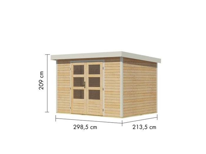 Karibu Hybrid Gartenhaus Jupiter 4 A naturbelassen/weiß
