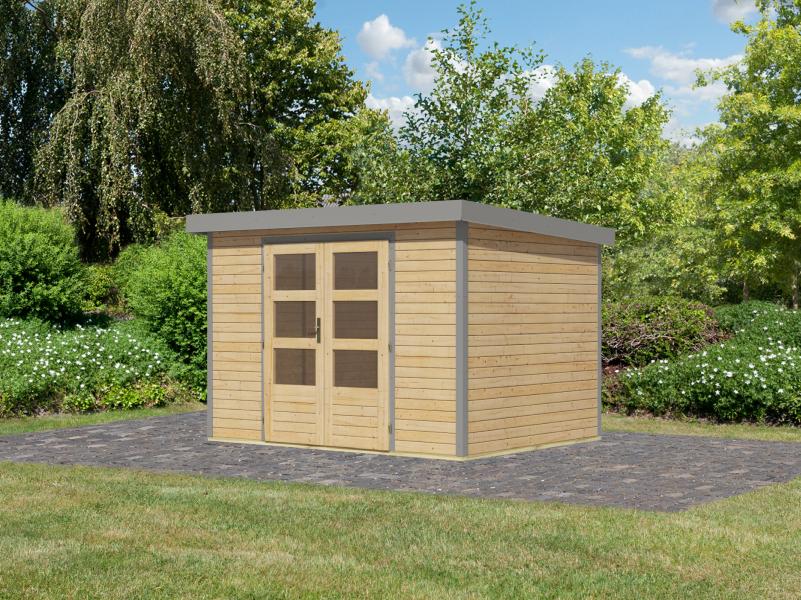 Karibu Hybrid Gartenhaus Jupiter 4 A naturbelassen/graualuminium