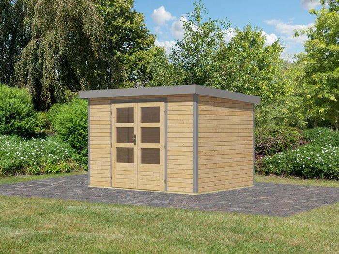 Karibu Hybrid Gartenhaus Jupiter 4 A naturbelassen/graualuminium