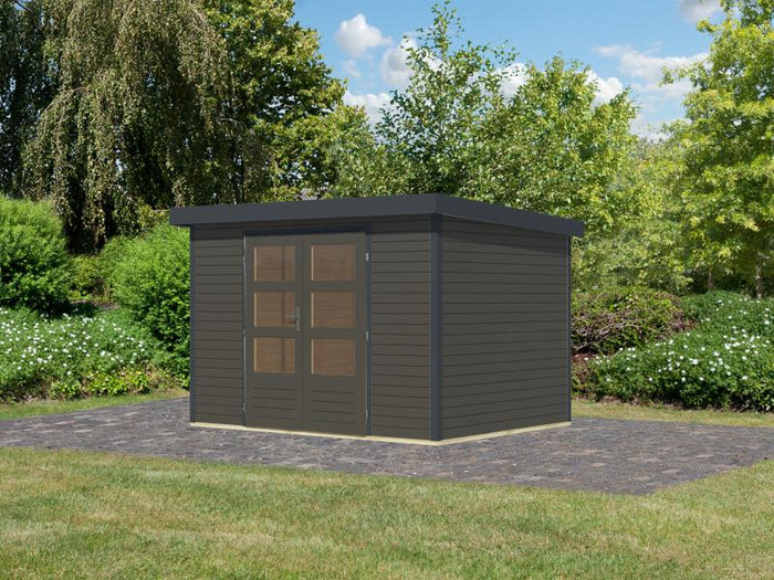 Karibu Hybrid Gartenhaus Jupiter 4 B terragrau/anthrazit