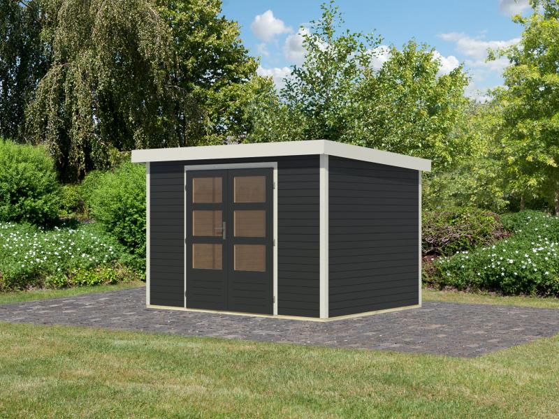 Karibu Hybrid Gartenhaus Jupiter 4 C anthrazit/weiß