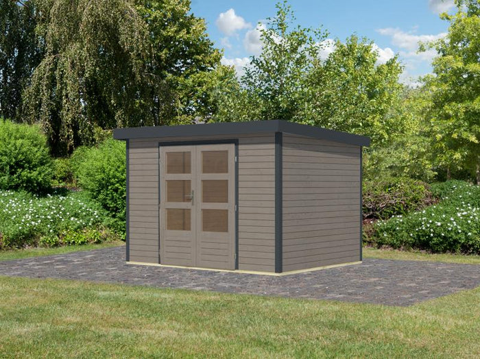Karibu Hybrid Gartenhaus Jupiter 4 D wassergrau/anthrazit