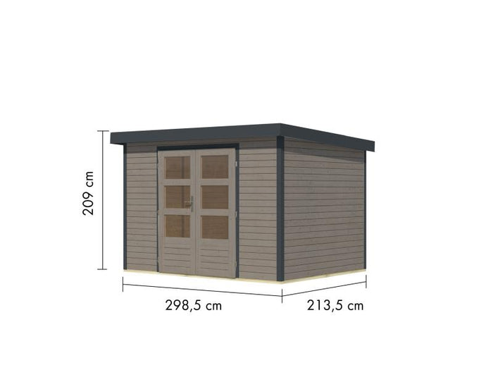 Karibu Hybrid Gartenhaus Jupiter 4 D wassergrau/anthrazit