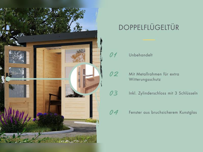 Karibu Hybrid Gartenhaus Jupiter 5 A naturbelassen/graualuminium