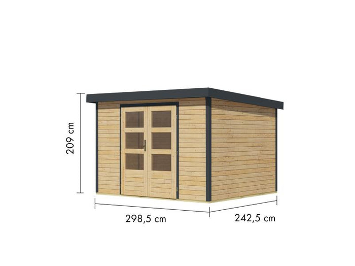 Karibu Hybrid Gartenhaus Jupiter 5 A naturbelassen/anthrazit