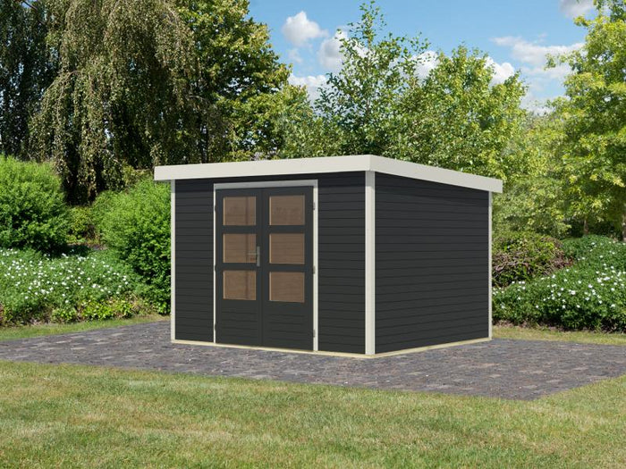 Karibu Hybrid Gartenhaus Jupiter 5 C anthrazit/weiß