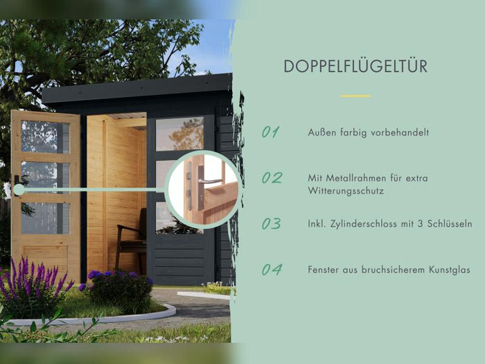 Karibu Hybrid Gartenhaus Jupiter 5 C anthrazit/weiß