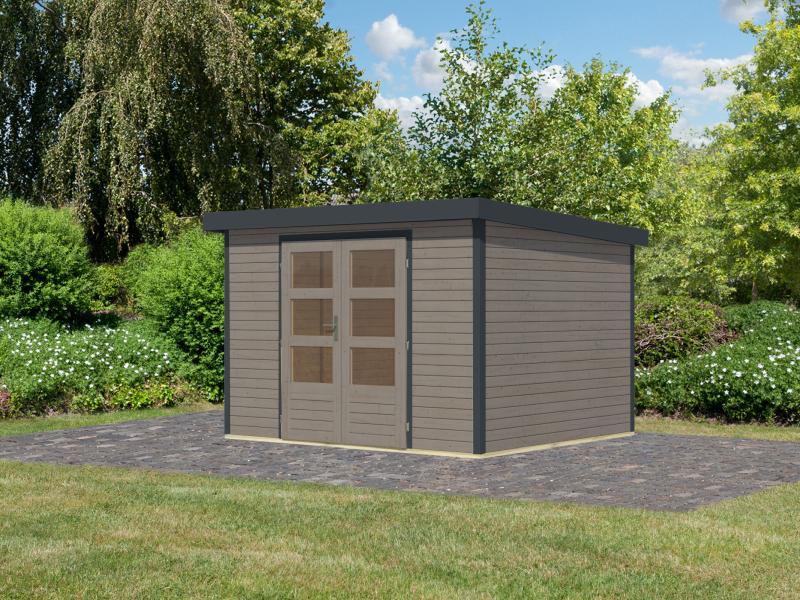 Karibu Hybrid Gartenhaus Jupiter 5 D wassergrau/anthrazit