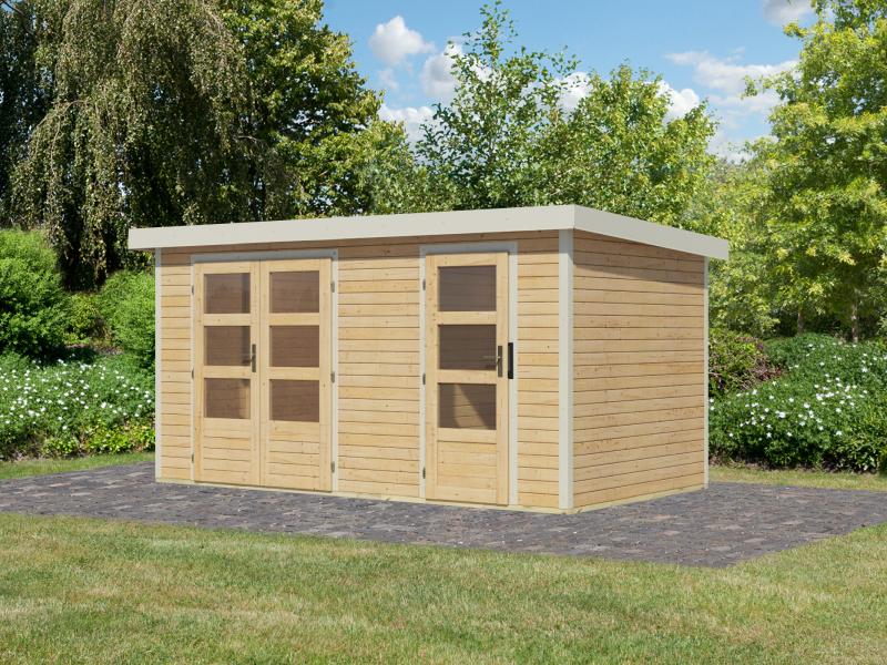 Karibu Hybrid Gartenhaus Merkur 1 A naturbelassen/weiß