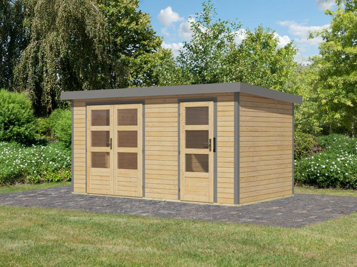 Karibu Hybrid Gartenhaus Merkur 1 A naturbelassen/graualuminium