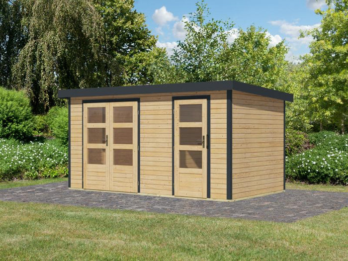 Karibu Hybrid Gartenhaus Merkur 1 A naturbelassen/anthrazit