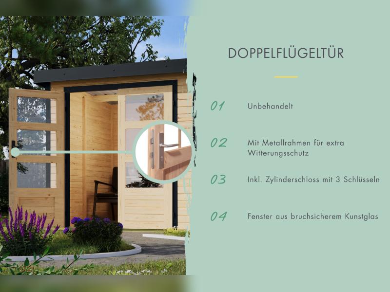 Karibu Hybrid Gartenhaus Merkur 1 A naturbelassen/anthrazit