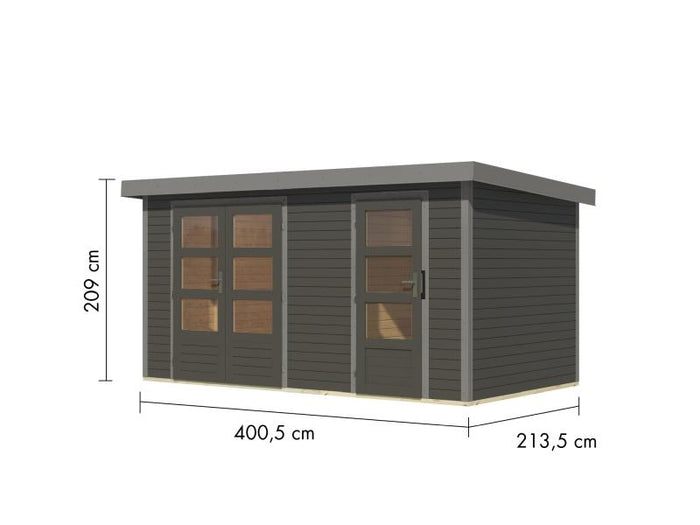 Karibu Hybrid Gartenhaus Merkur 1 B terragrau/graualuminium