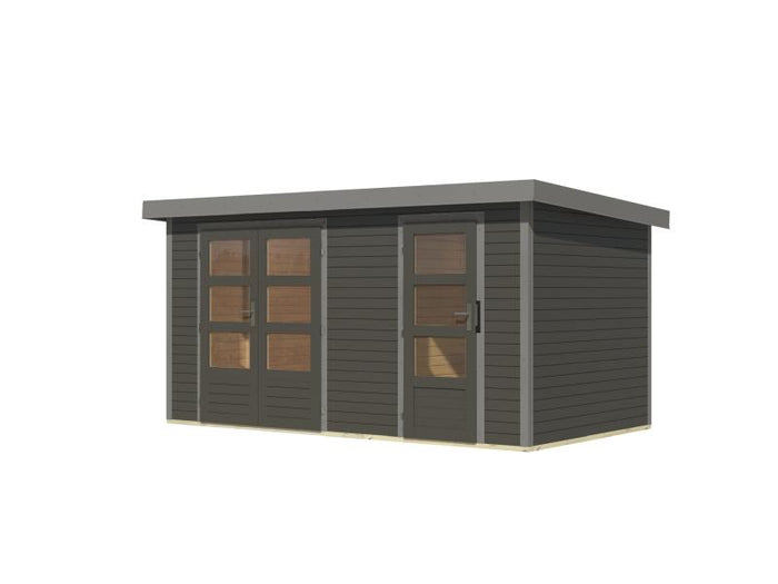 Karibu Hybrid Gartenhaus Merkur 1 B terragrau/graualuminium