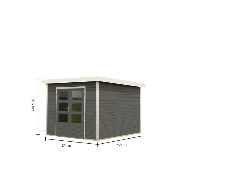 Karibu Hybrid Gartenhaus Pluto 6 B, terragrau/weiß, 28 mm