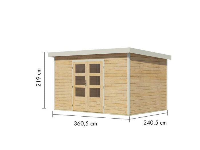 Karibu Hybrid Gartenhaus Pluto 7 A, naturbelassen/weiß, 28 mm