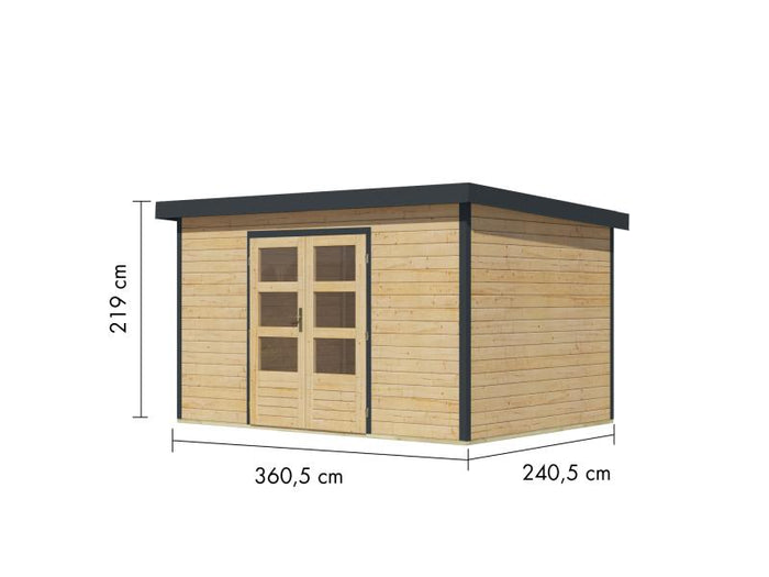 Karibu Hybrid Gartenhaus Pluto 7 A, naturbelassen/anthrazit, 28 mm