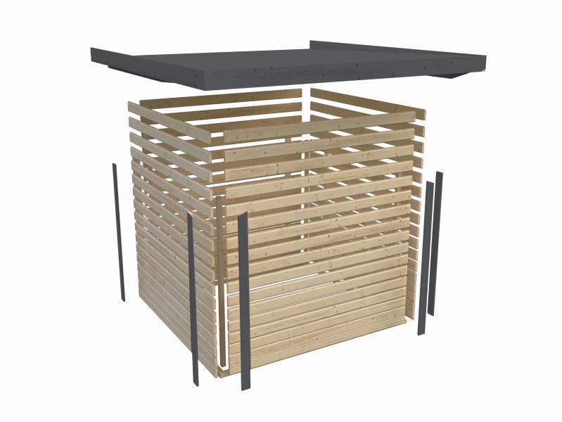 Karibu Hybrid Gartenhaus Pluto 7 B, terragrau/graualuminium, 28 mm