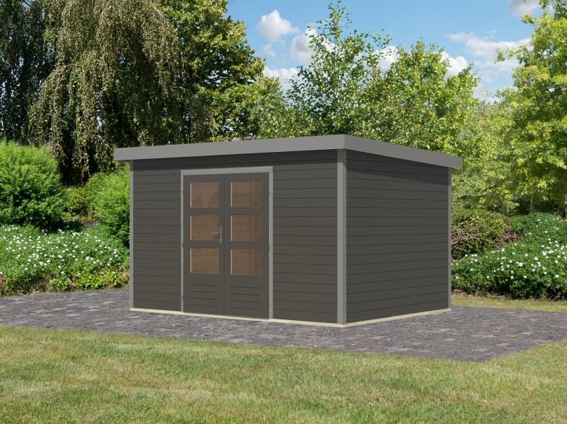 Karibu Hybrid Gartenhaus Pluto 7 B, terragrau/graualuminium, 28 mm