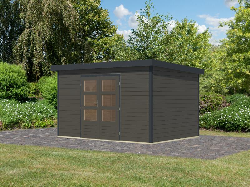 Karibu Hybrid Gartenhaus Pluto 7 B, terragrau/anthrazit, 28 mm