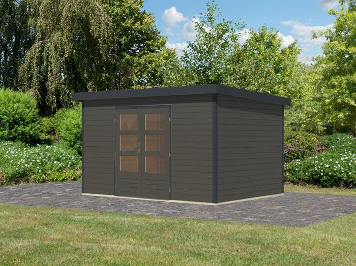 Karibu Hybrid Gartenhaus Pluto 7 B, terragrau/anthrazit, 28 mm