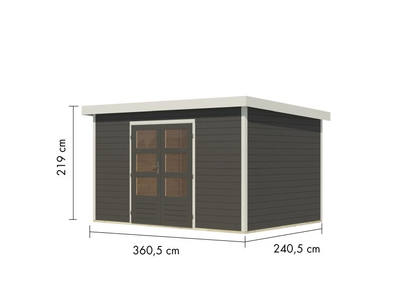 Karibu Hybrid Gartenhaus Pluto 7 B, terragrau/weiß, 28 mm