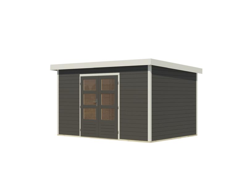 Karibu Hybrid Gartenhaus Pluto 7 B, terragrau/weiß, 28 mm