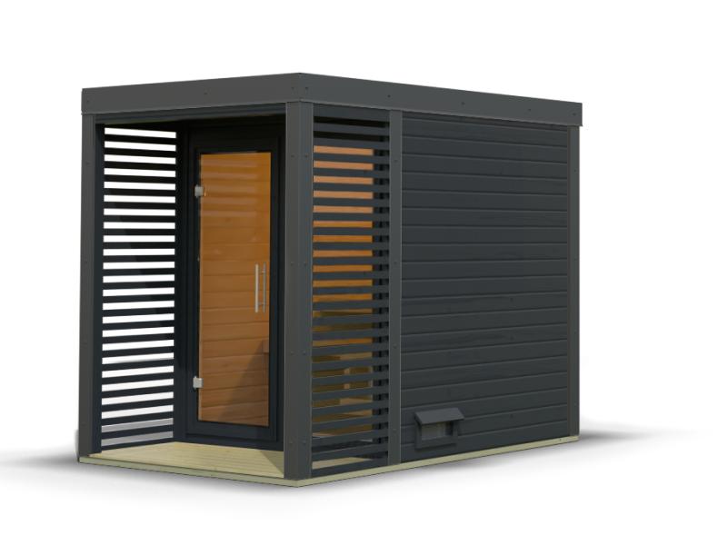 Karibu Hybrid Saunahaus Ares 1, anthrazit/anthrazit -ohne Ofen-