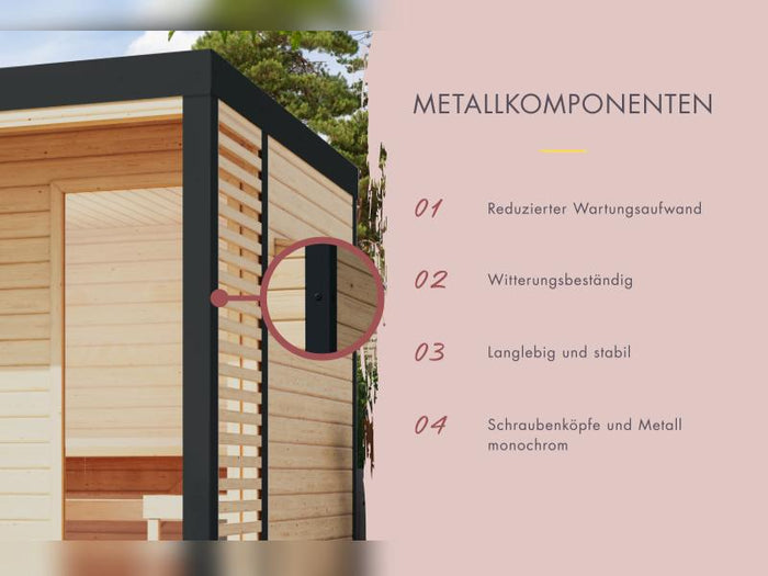 Karibu Hybrid Saunahaus Ares 1, anthrazit/anthrazit-inkl. 9 kW Bioofen ext. Steuerung-