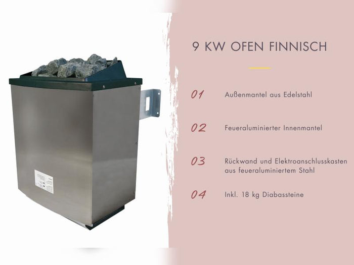Karibu Hybrid Saunahaus Ares 1, naturbelassen/anthrazit -inkl. 9 kW Ofen ext. Steuerung-
