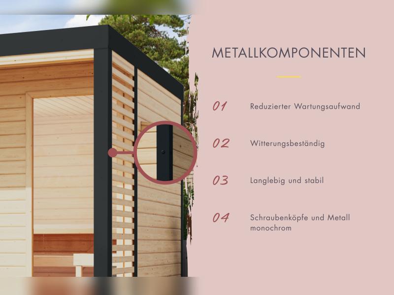 Karibu Hybrid Saunahaus Ares 1, naturbelassen/anthrazit -inkl. 9 kW Bioofen ext. Steuerung-