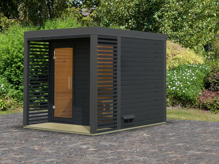 Karibu Hybrid Saunahaus Ares 2, anthrazit/anthrazit -ohne Ofen-
