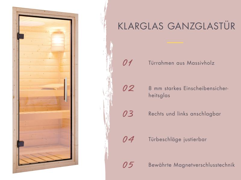 Karibu Hybrid Saunahaus Ares 2, naturbelassen/anthrazit -inkl. 9 kW Bioofen ext. Steuerung-