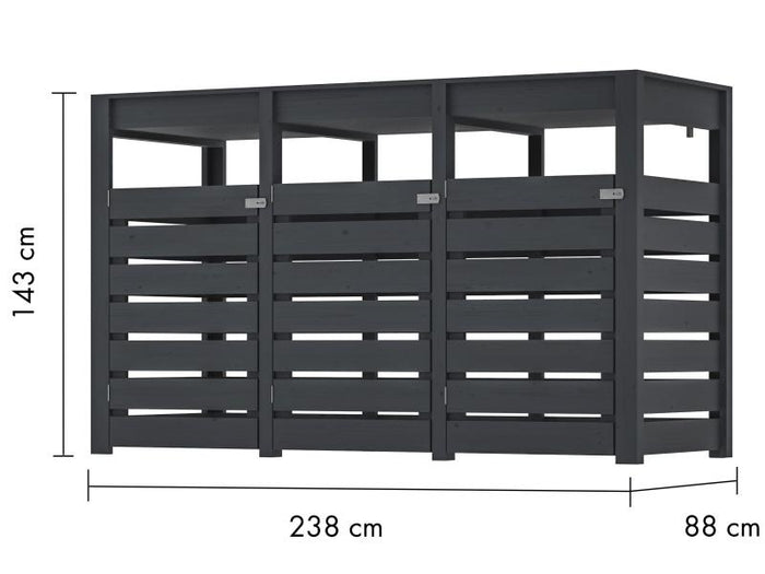 Karibu Mülltonnenbox, terragrau, für 3 Tonnen inkl. Hochbeet